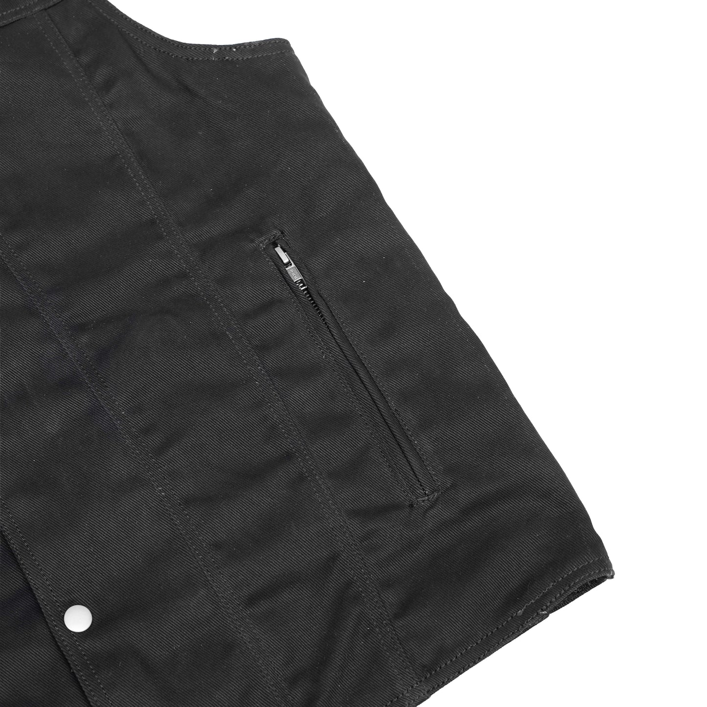 Men's Black Plain sides Denim Motorcycle Vest – Heavy Snaps