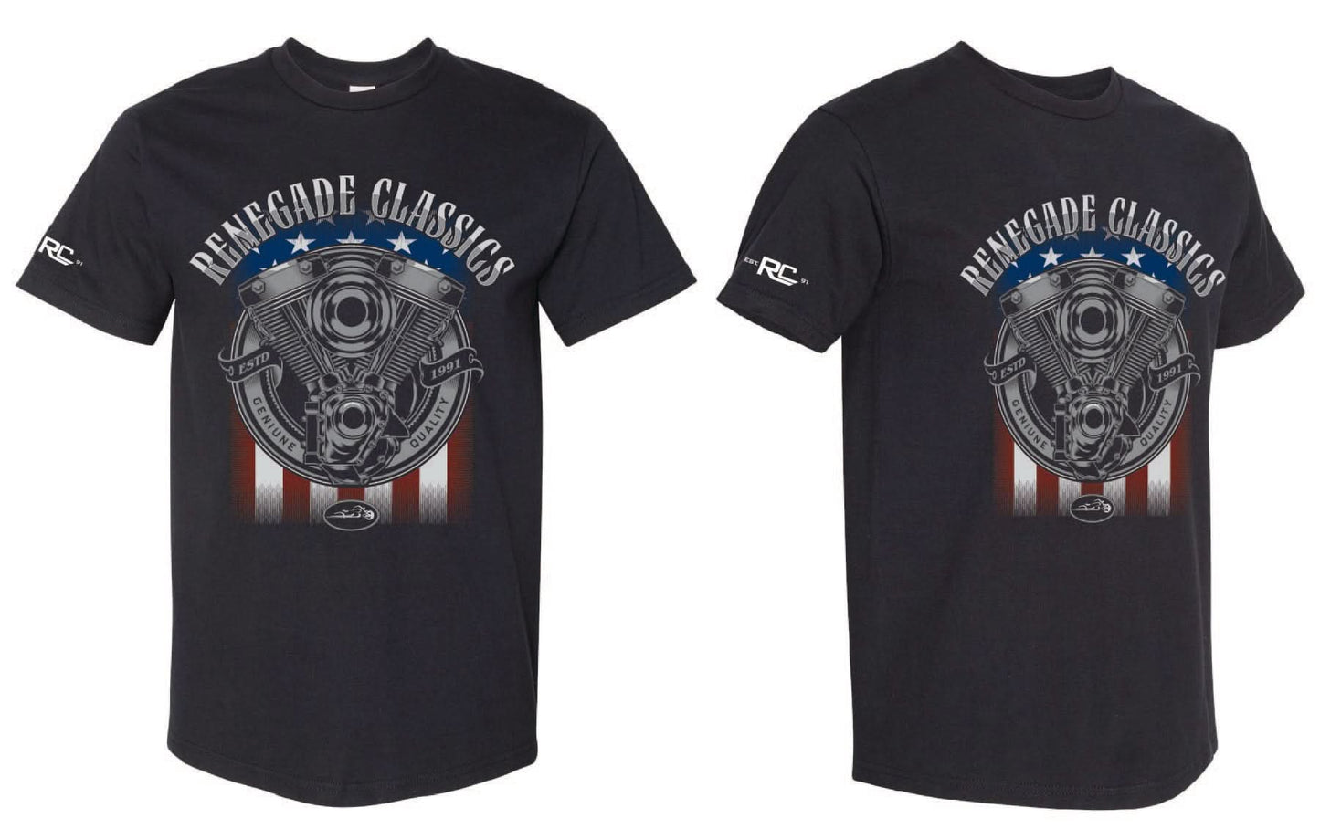 RC Renegade Classics Flag Graphic Mens Motorcycle T-Shirt