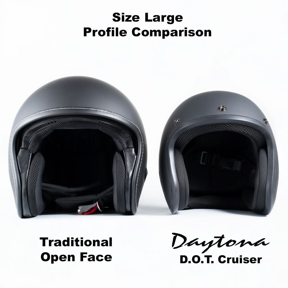 DOT Approved Daytona Cruiser Open Face Motorcycle Helmet - Men, Women & Youth - With Visor & Graphics - W/ Orange Pin Stripe