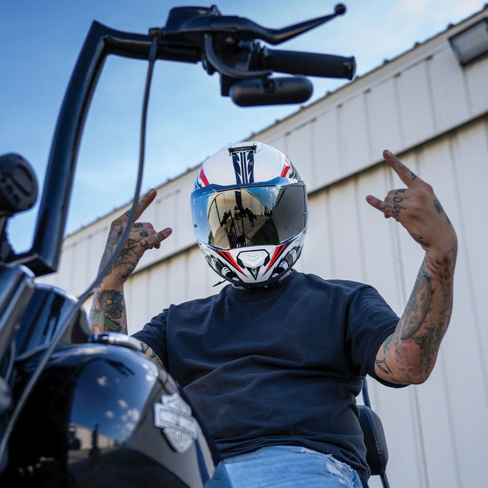 Daytona Glide Modular Motorcycle Helmet - DOT Approved, Bluetooth Ready, Dual Visor, Men/Women/Youth - W/ Phoenix
