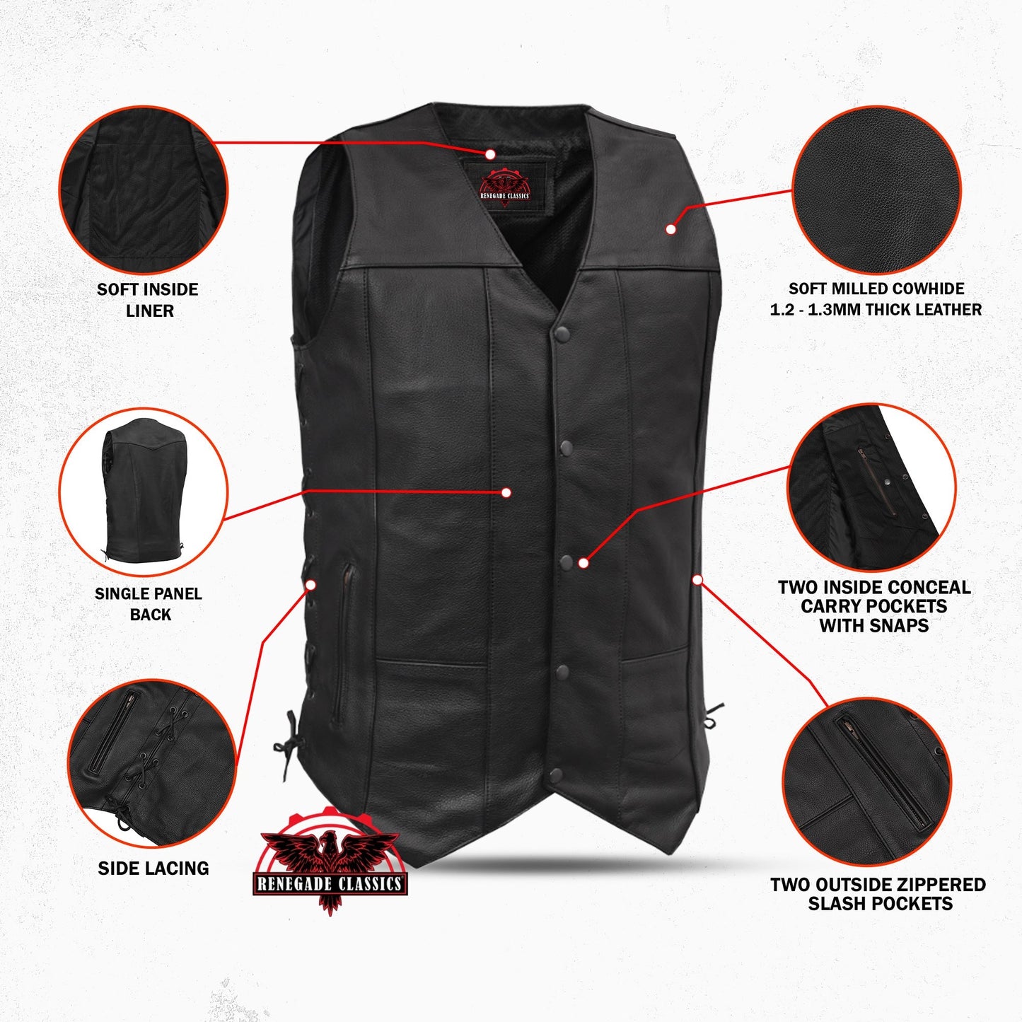 Men's Ten Pocket Utility Black Vest - TALL