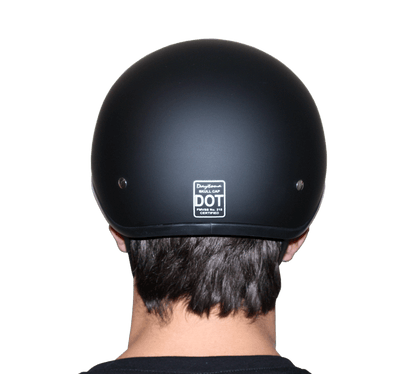 DOT Approved Daytona Motorcycle Half Face Helmet - Skull Cap Graphics for Men & Women, Scooters, ATVs, UTVs & Choppers - W/ Skull Flames Silver