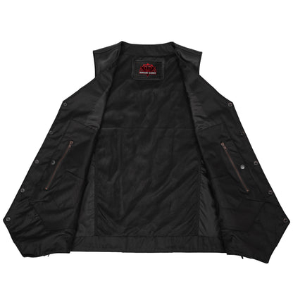 Men's Ten Pocket Utility Black Vest - TALL