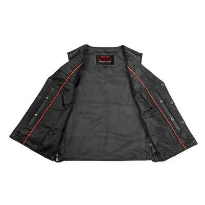 Ella Women's leather motorcycle vest -  Black