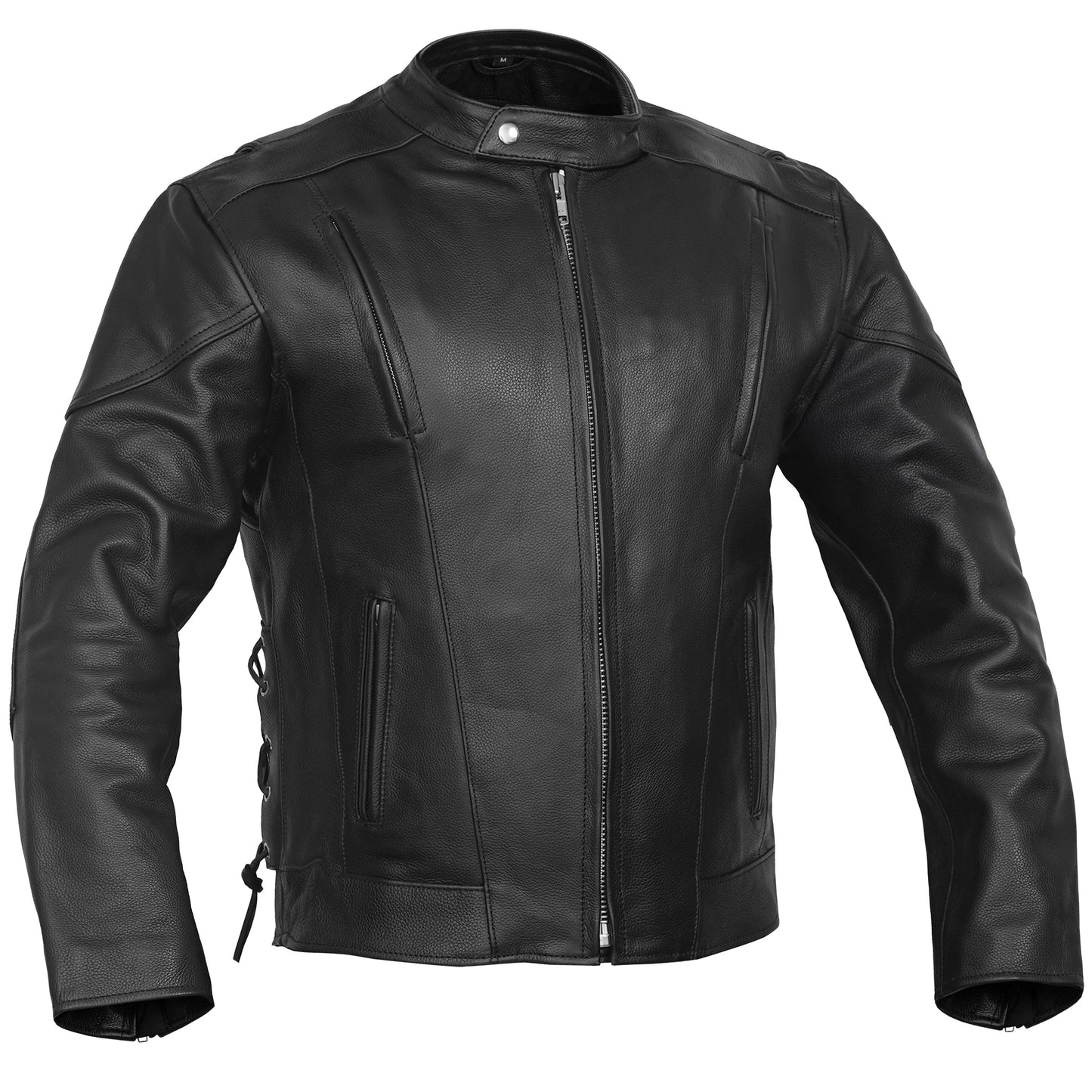 AM Knucklehead Premium Black Men's Leather Motorcycle Jacket