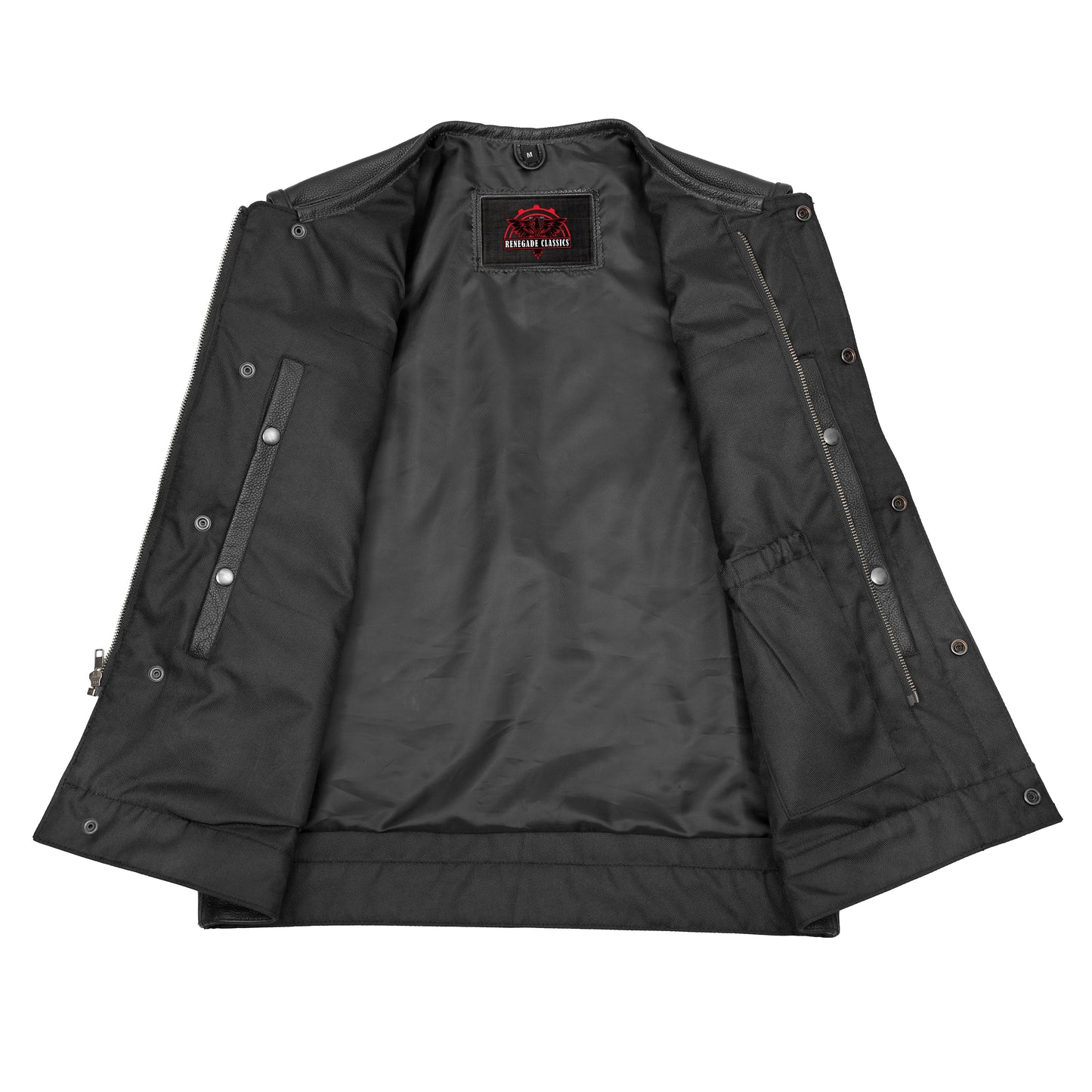 Men's AM  Black Cowhide Leather Motorcycle Vest