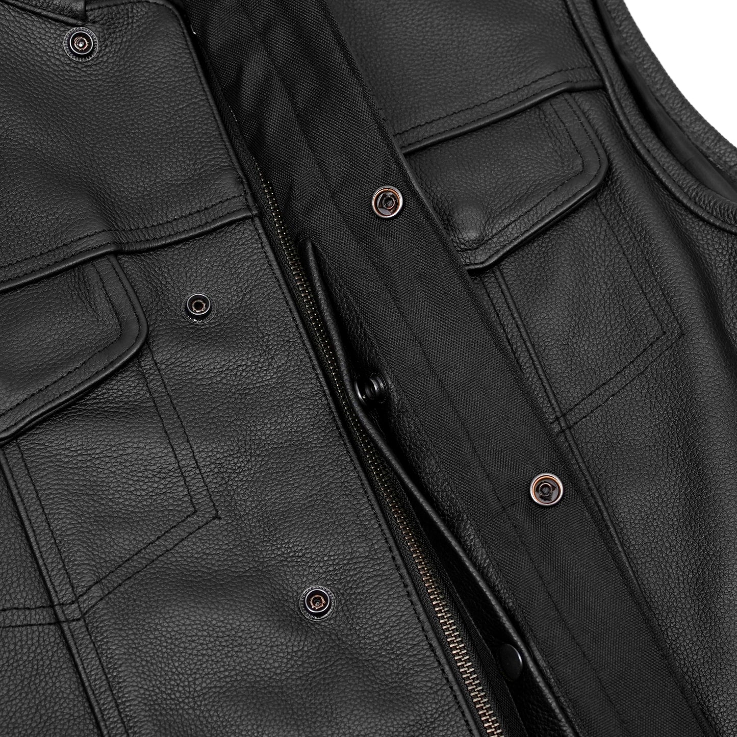 Men's AM  Black Cowhide Leather Motorcycle Vest