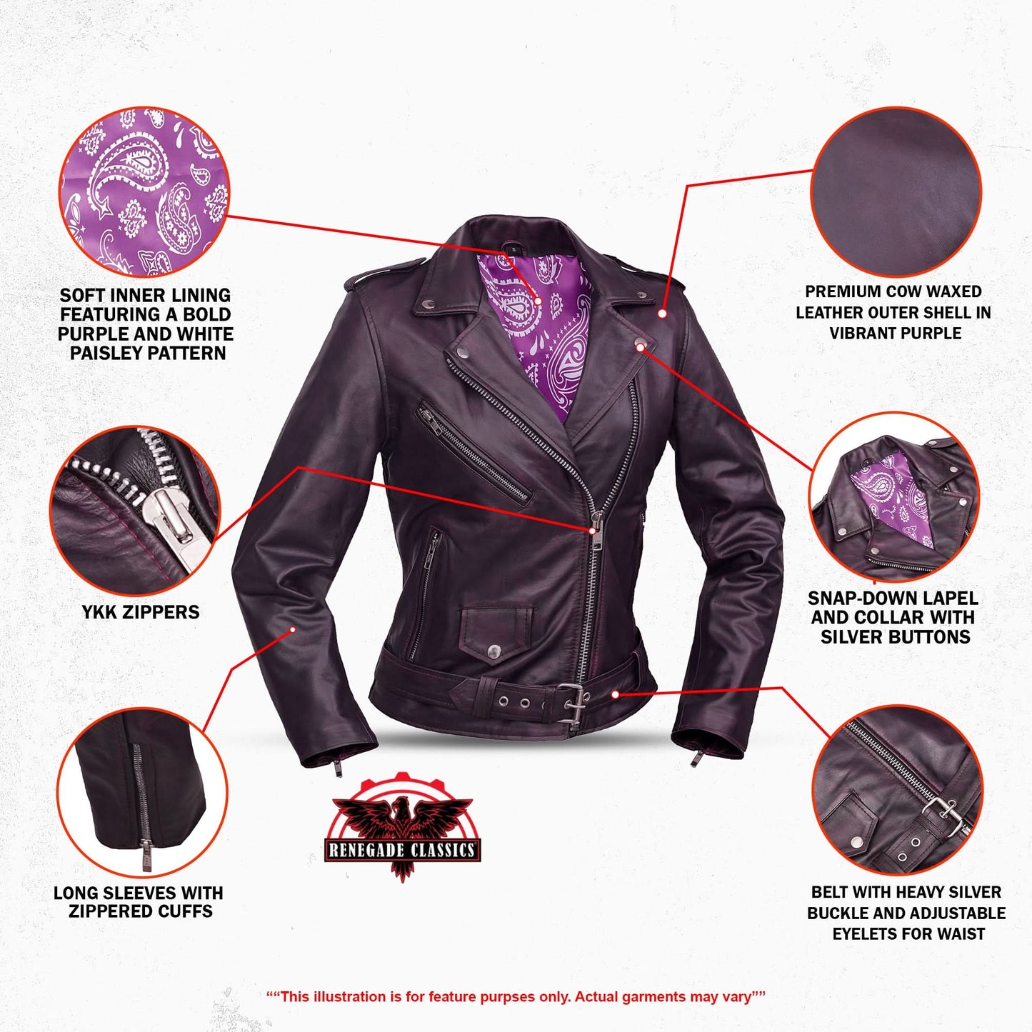 Violet Vixen Women’s Leather Motorcycle Jacket