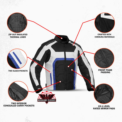 Chevy Glacier Men’s Motorcycle Textile jacket