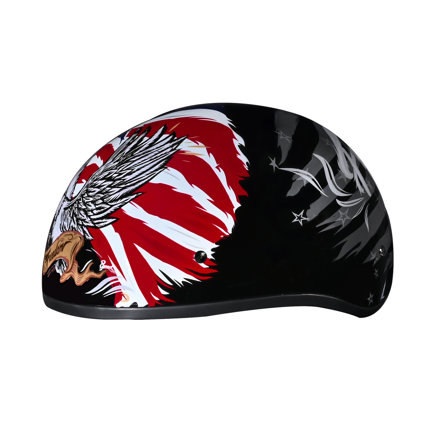 DOT Approved Daytona Motorcycle Half Face Helmet - Skull Cap Graphics for Men & Women, Scooters, ATVs, UTVs & Choppers - W/ Freedom 2.