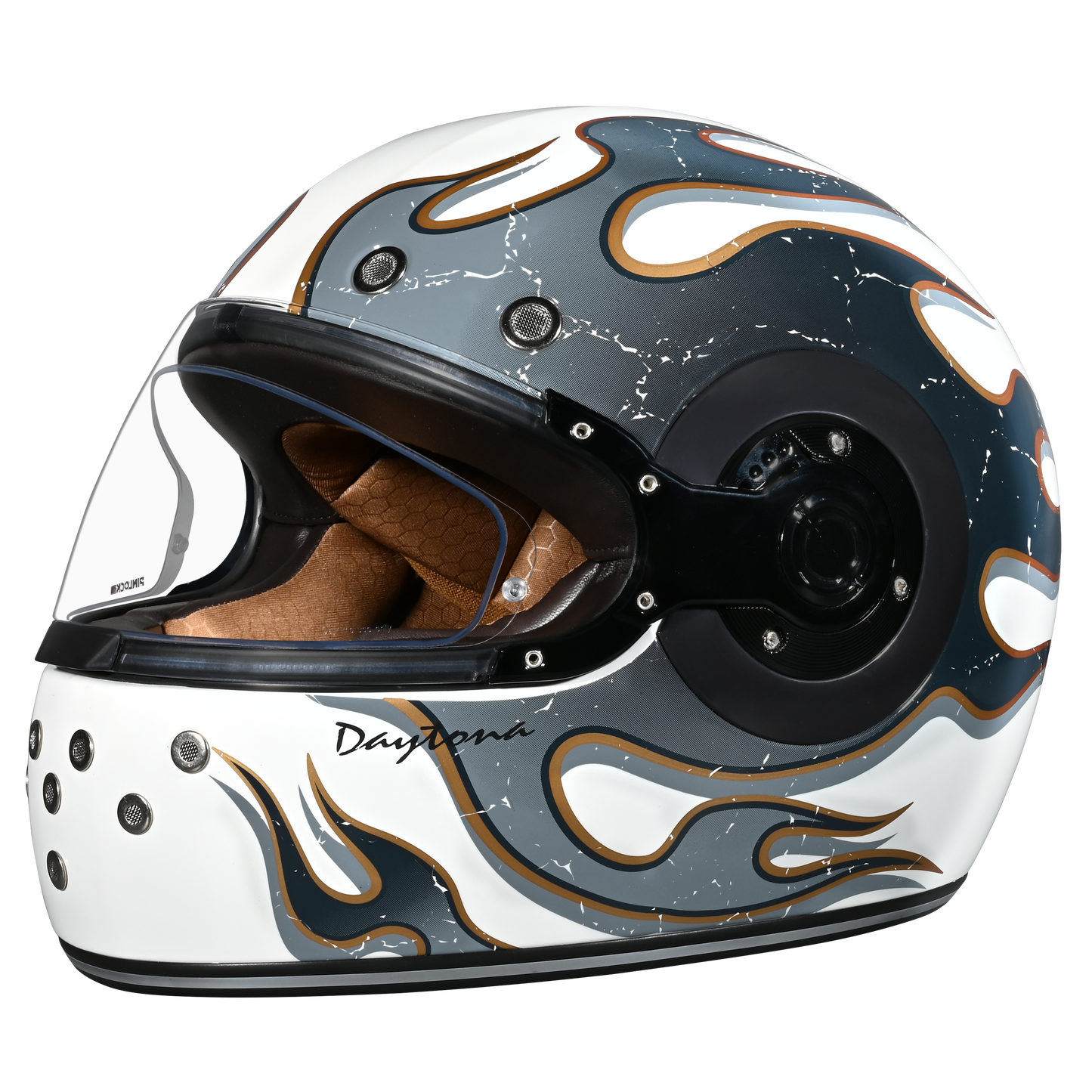 DOT Daytona Retro Full Face Motorcycle Helmet: Vintage Style for Men, Women, & Youth - W/ Flames