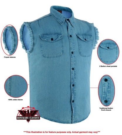 Men's Blue Lightweight Sleeveless Denim Shirt