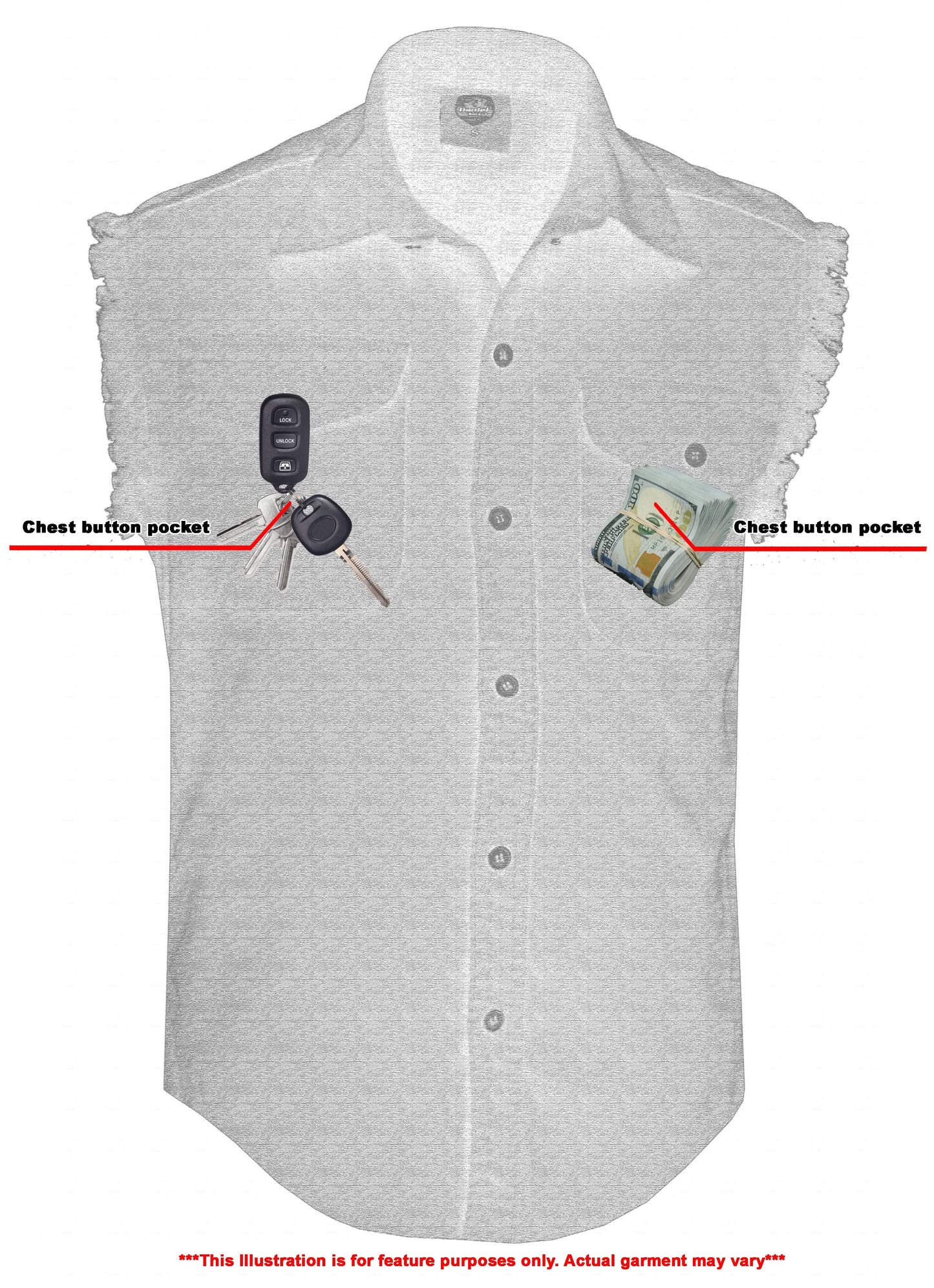 Men's Blue Lightweight Sleeveless Denim Shirt