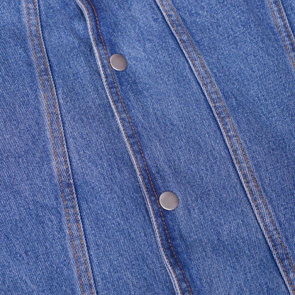 Men's Blue Denim Motorcycle Vest with Lace & Pockets