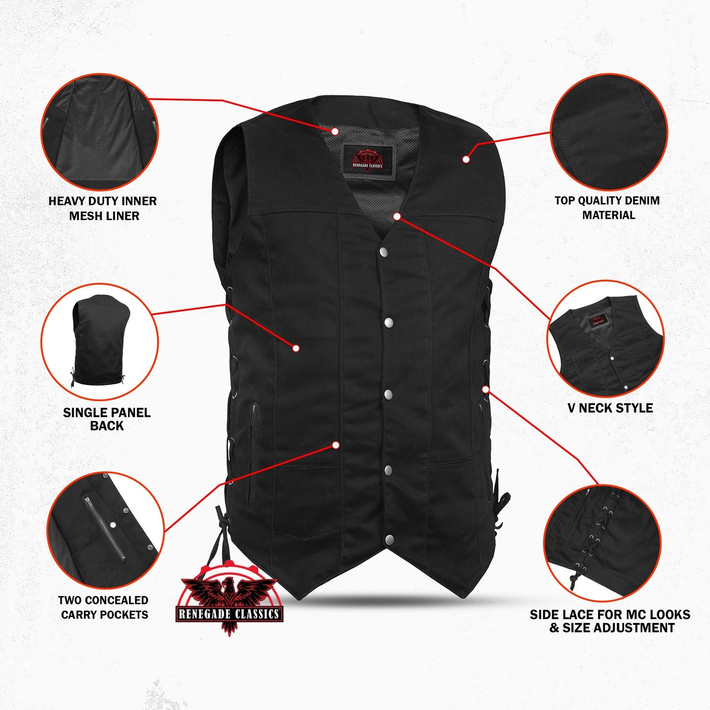 Men's Ten Pocket Denim Utility Vest - TALL
