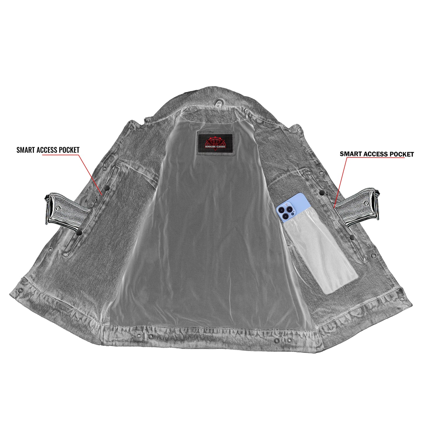Men's Snap Front Blue Denim Motorcycle Vest