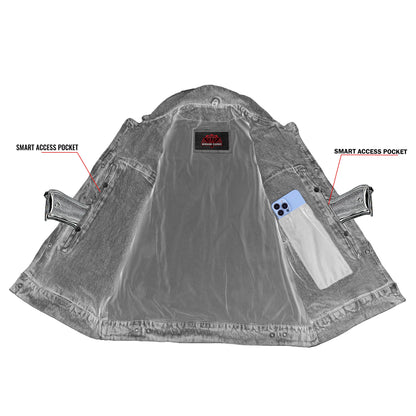 Men's Snap Front Blue Denim Motorcycle Vest