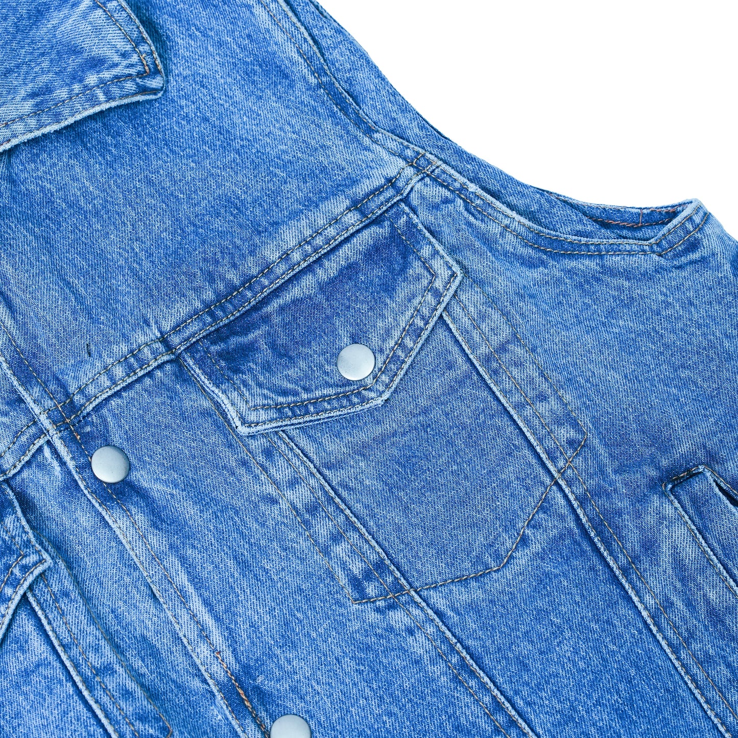 Men's Snap Front Blue Denim Motorcycle Vest