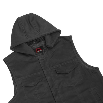 Men's Black Denim Single Back Panel Concealment Vest w/Rem