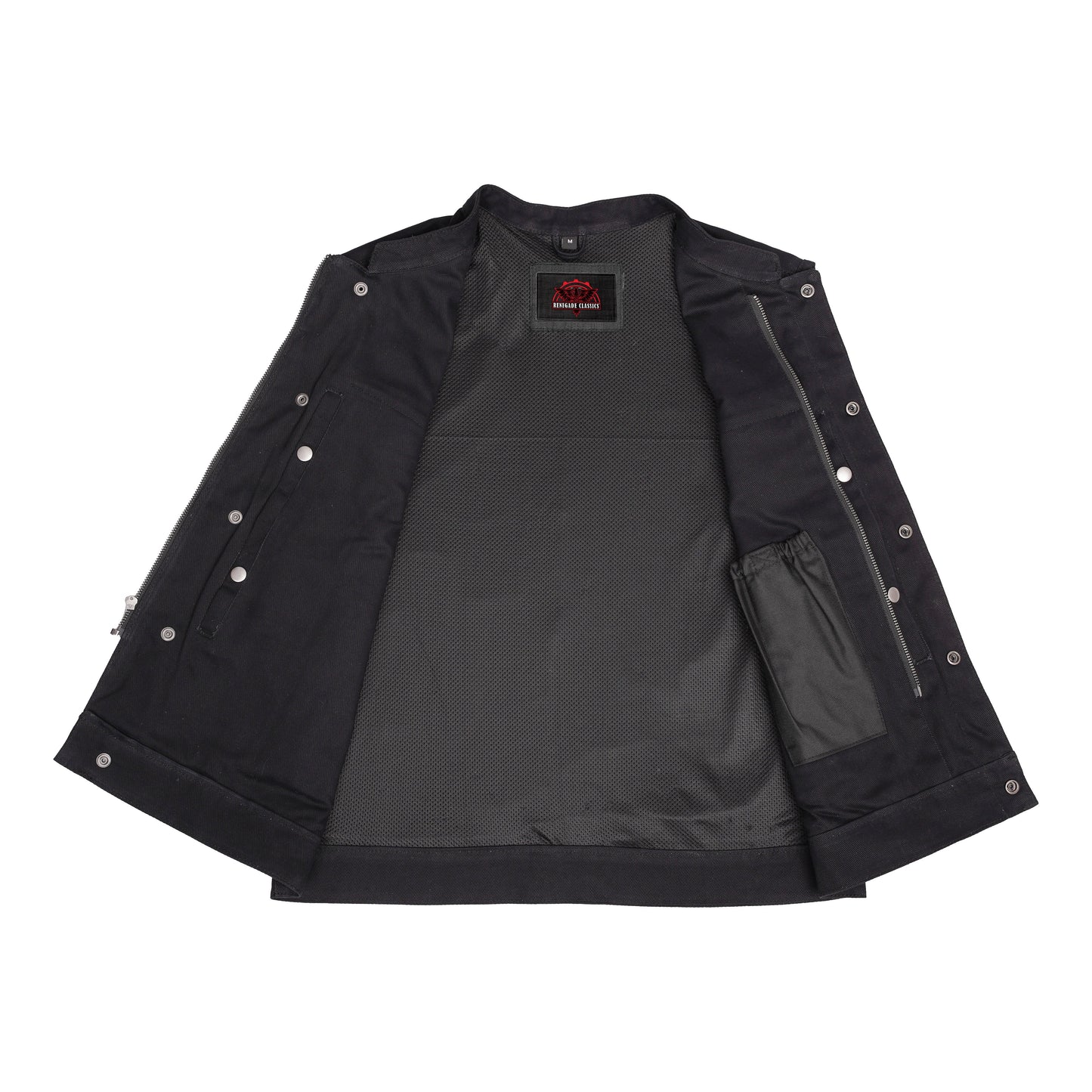 Weston Black Men's Denim Motorcycle Vest – Single Panel Back