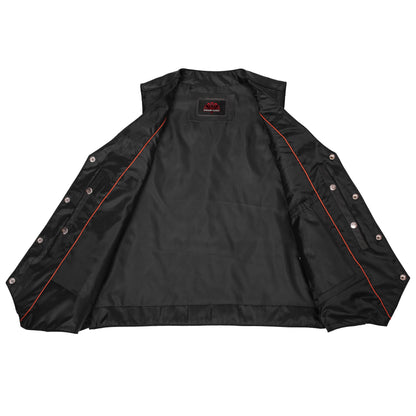 Men's Milled Single Back Panel Leather  Vest - Black