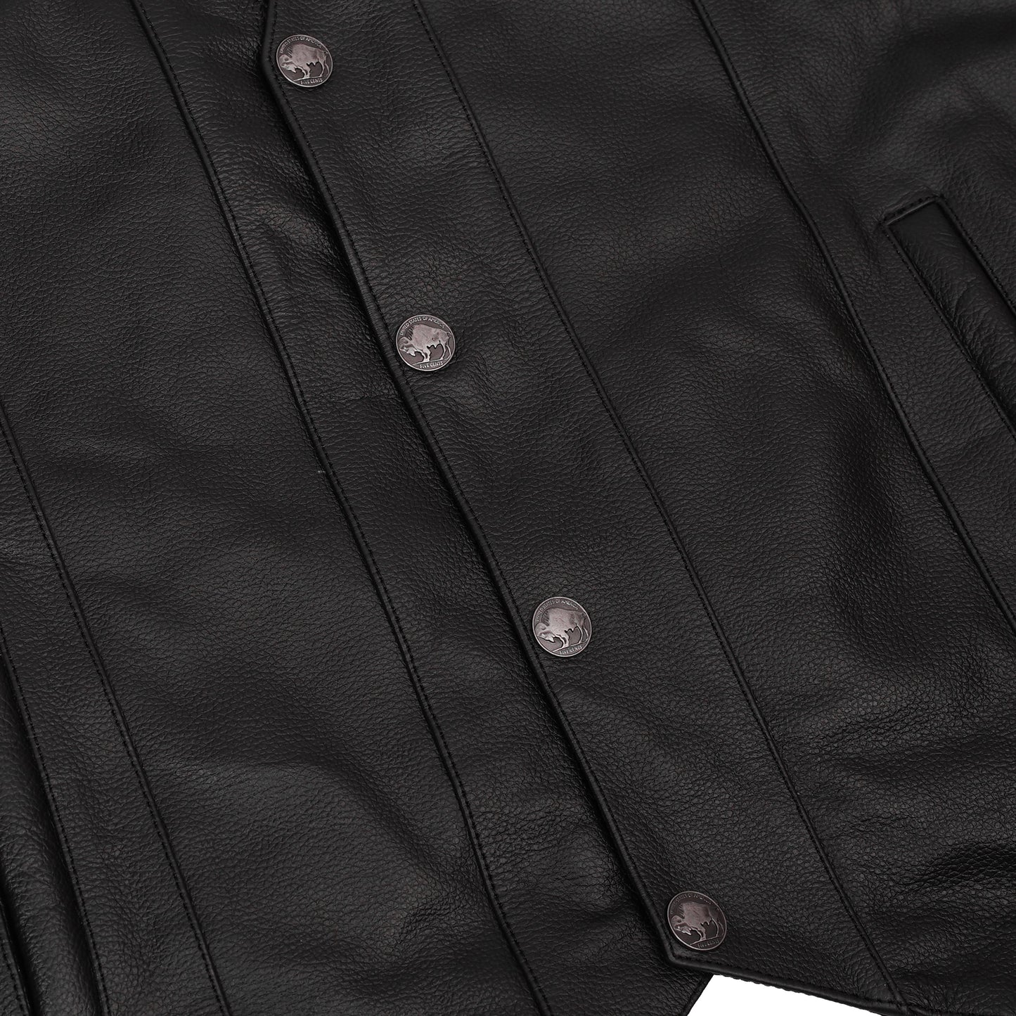 Men's Milled Single Back Panel Leather  Vest - Black