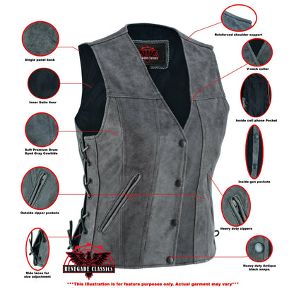 Women's Gray Single Back Panel Concealed Carry Vest