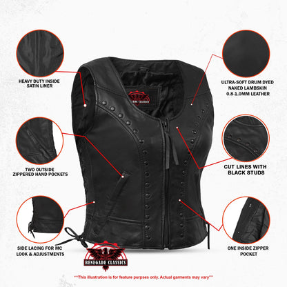 Women's Lightweight Vest with Rivets Detailing