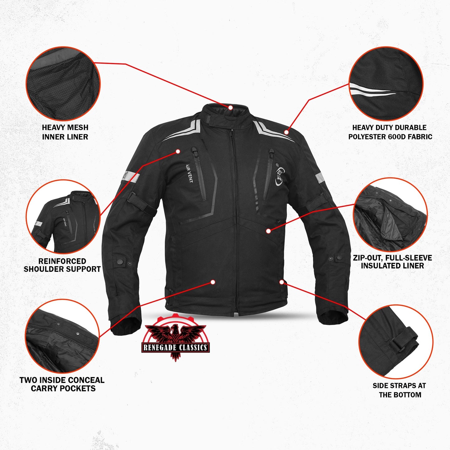 Blackwing Mens Textile Motorcycle Jacket - Black