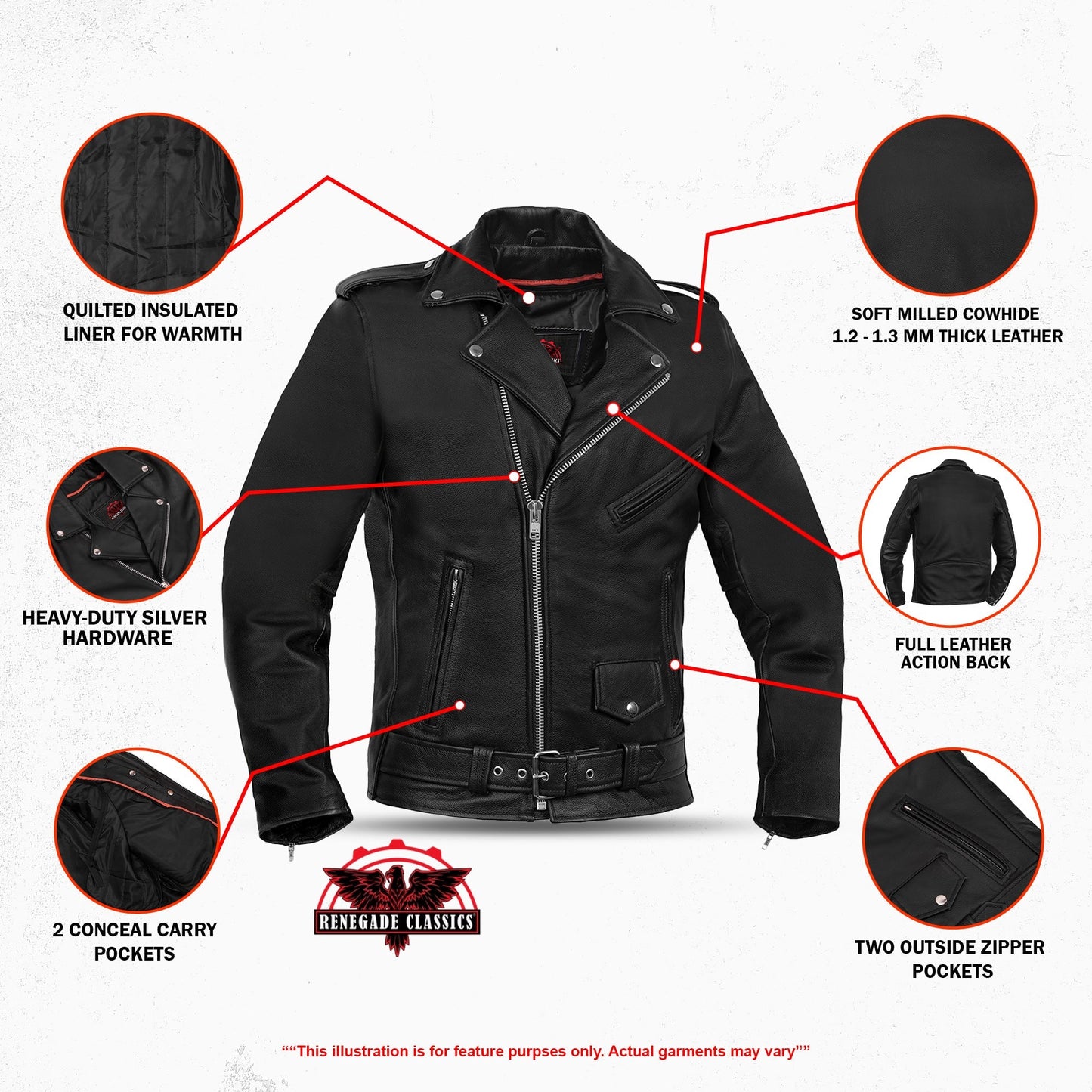 Men's Classic Plain Side M/C Jacket - TALL