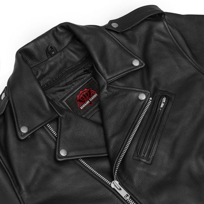 Men's Classic Plain Side Style Motorcycle Jacket - Black