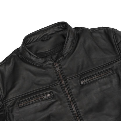 Men's Lightweight Drum Dyed Naked Lambskin Crossover Scooter - Black