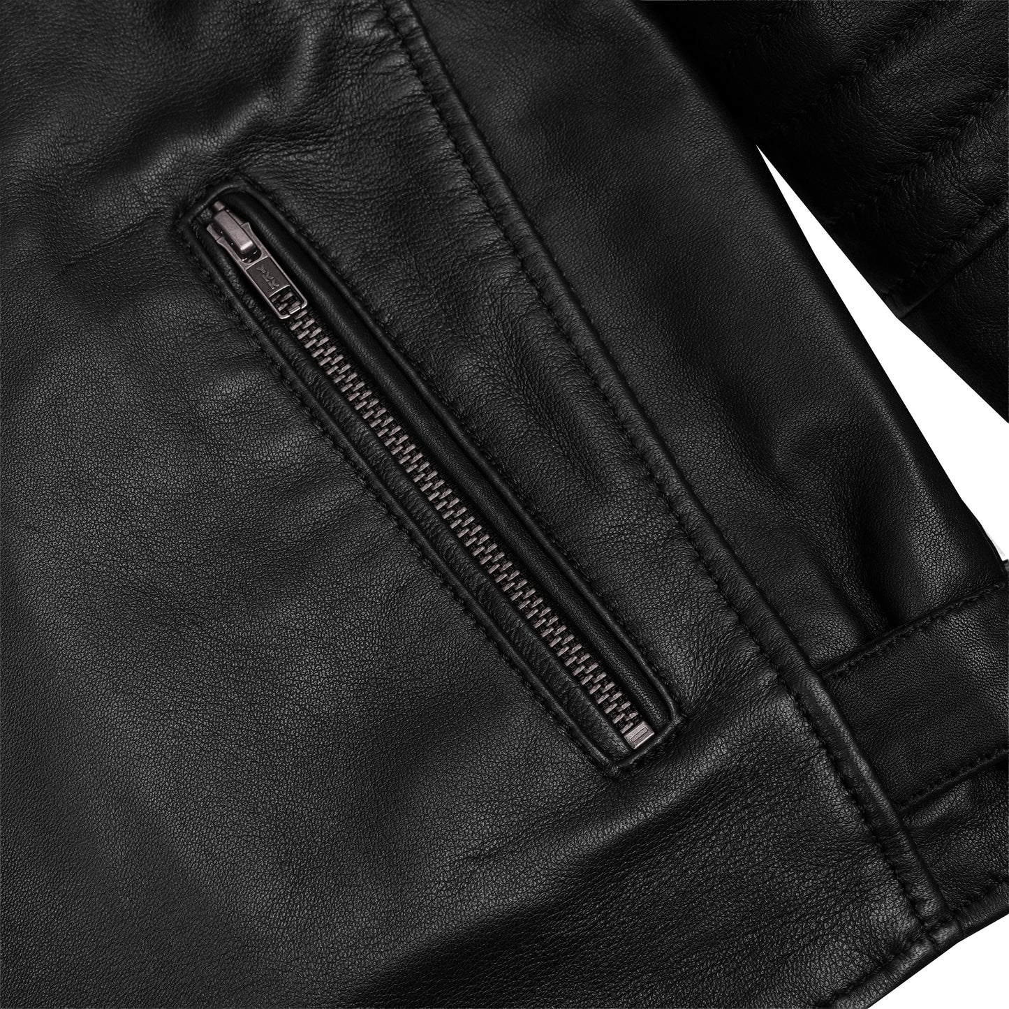 Men's Lightweight Drum Dyed Naked Lambskin Crossover Scooter - Black