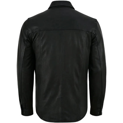 Men's Premium Lightweight Black Leather Shirt