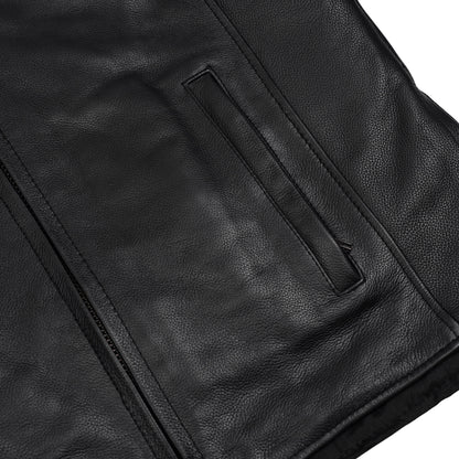 Full Hand Black Leather Motorcycle Jacket