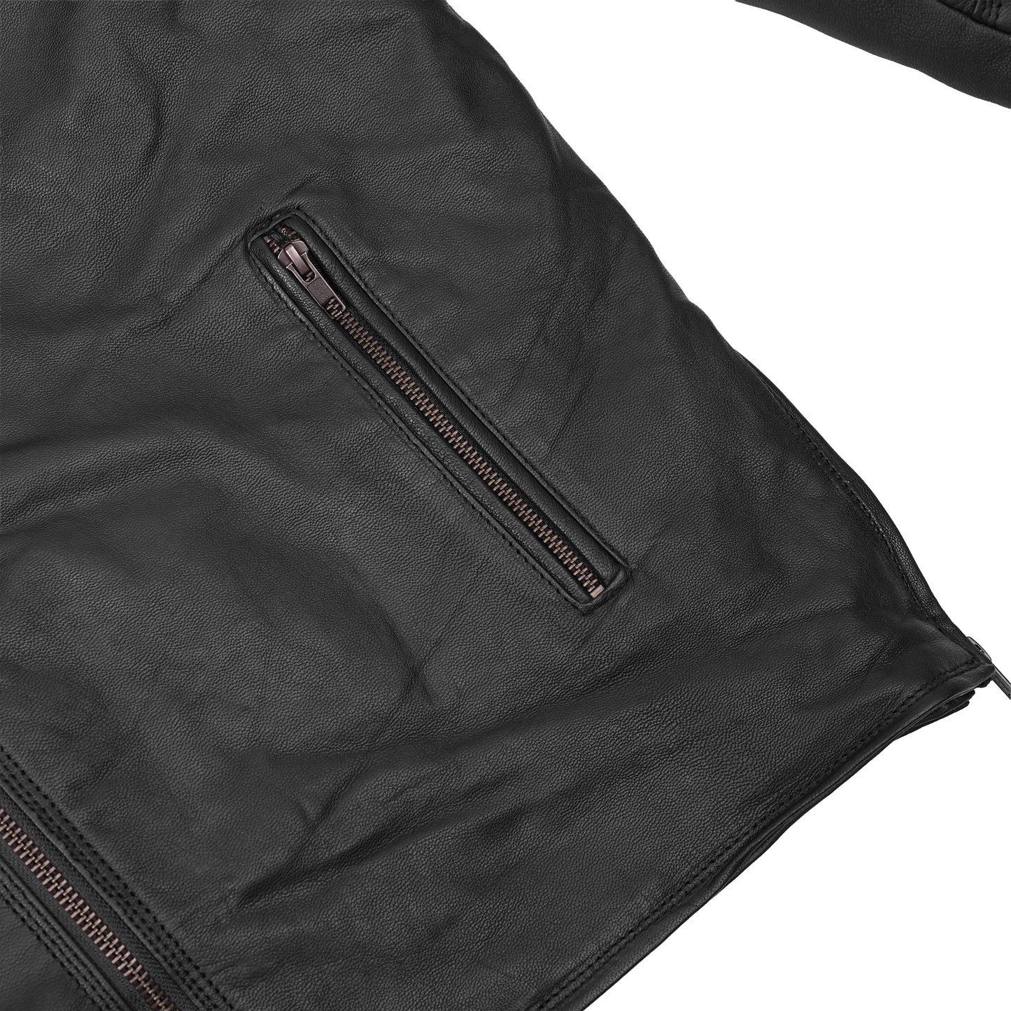 Black Speed Men's Motorcycle Leather Jacket  – Smart Access Pocket