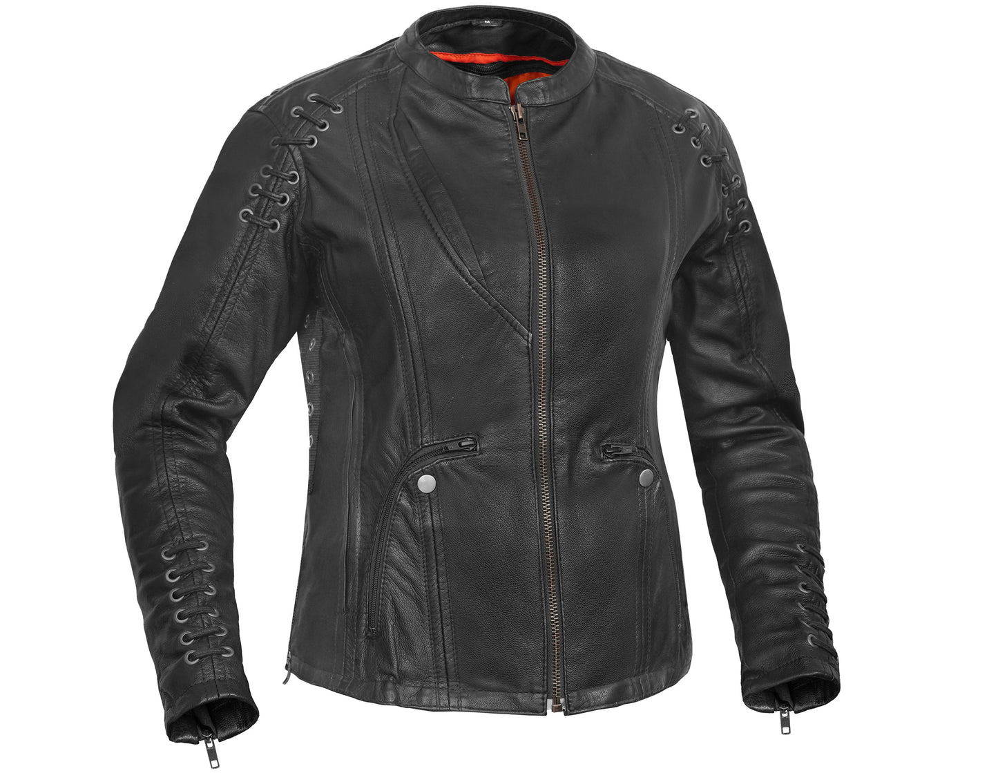 Women's Stylish Jacket with Grommet and Lacing Accents