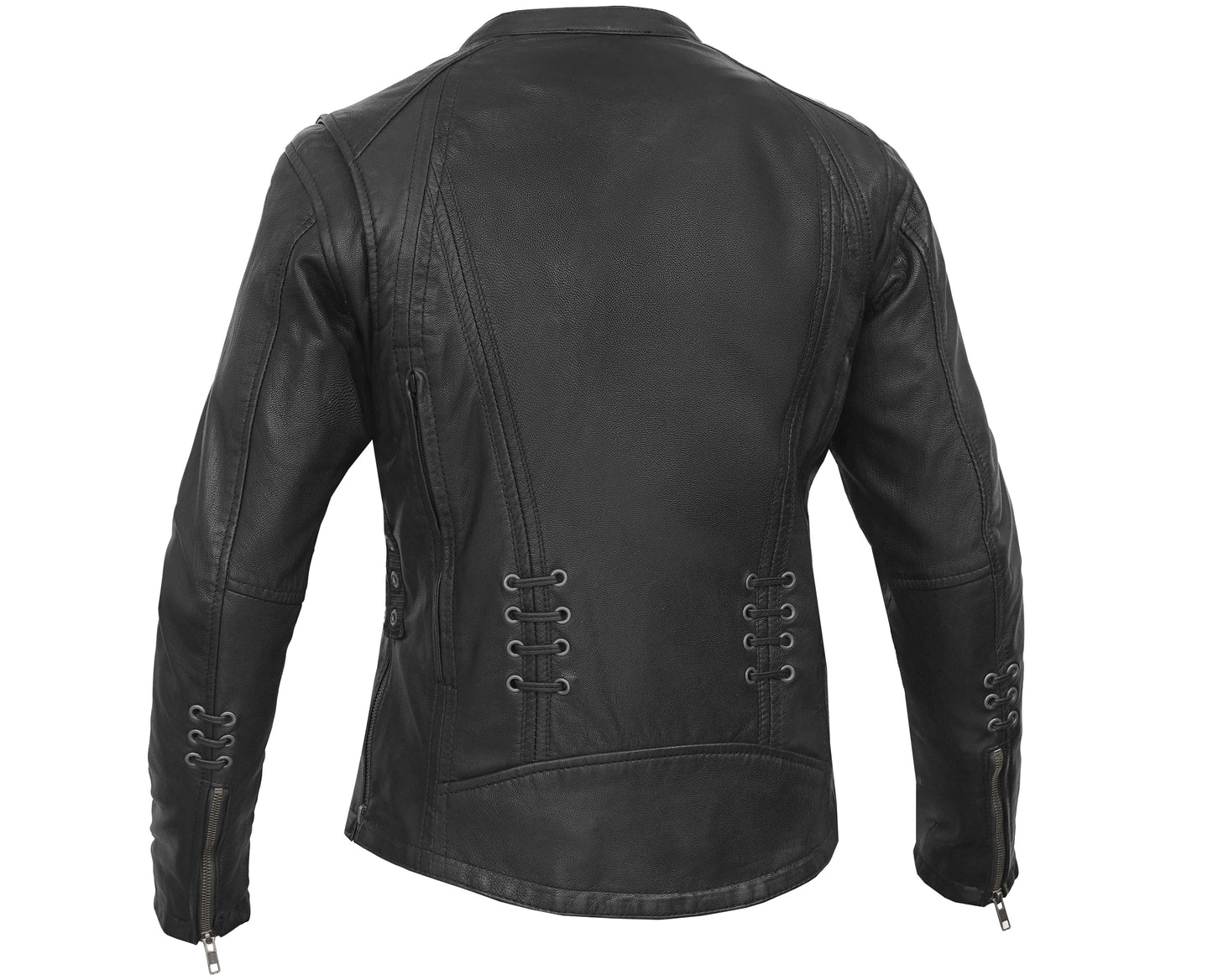Women's Stylish Jacket with Grommet and Lacing Accents