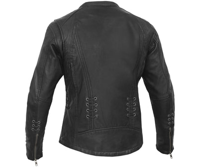 Women's Stylish Jacket with Grommet and Lacing Accents