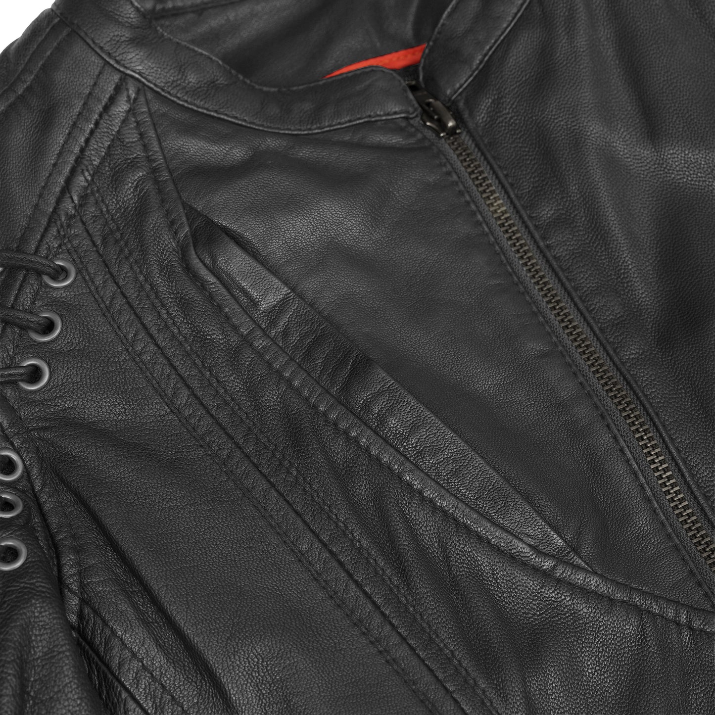 Women's Stylish Jacket with Grommet and Lacing Accents