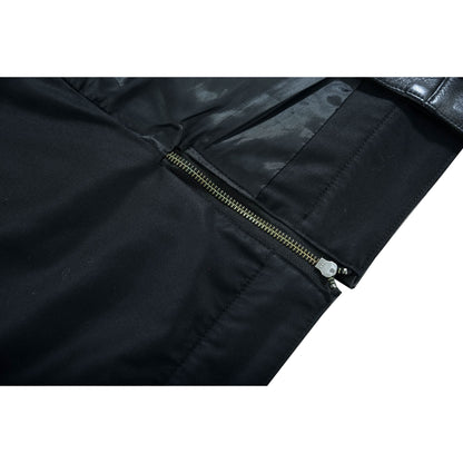 Highway Jack Men's Black Leather Motorcycle Vest Scoop Neck & Snap-Closure Pockets