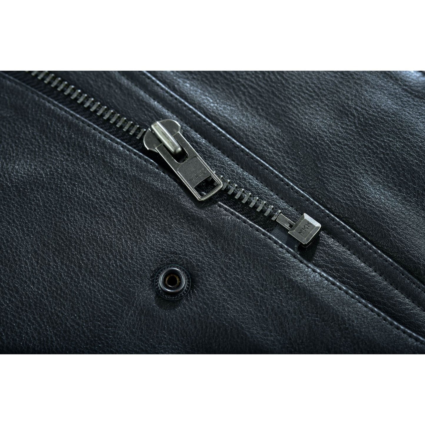 Highway Jack Men's Black Leather Motorcycle Vest Scoop Neck & Snap-Closure Pockets