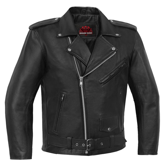Dawn Rider Men's Premium Black Leather Motorcycle Jacket