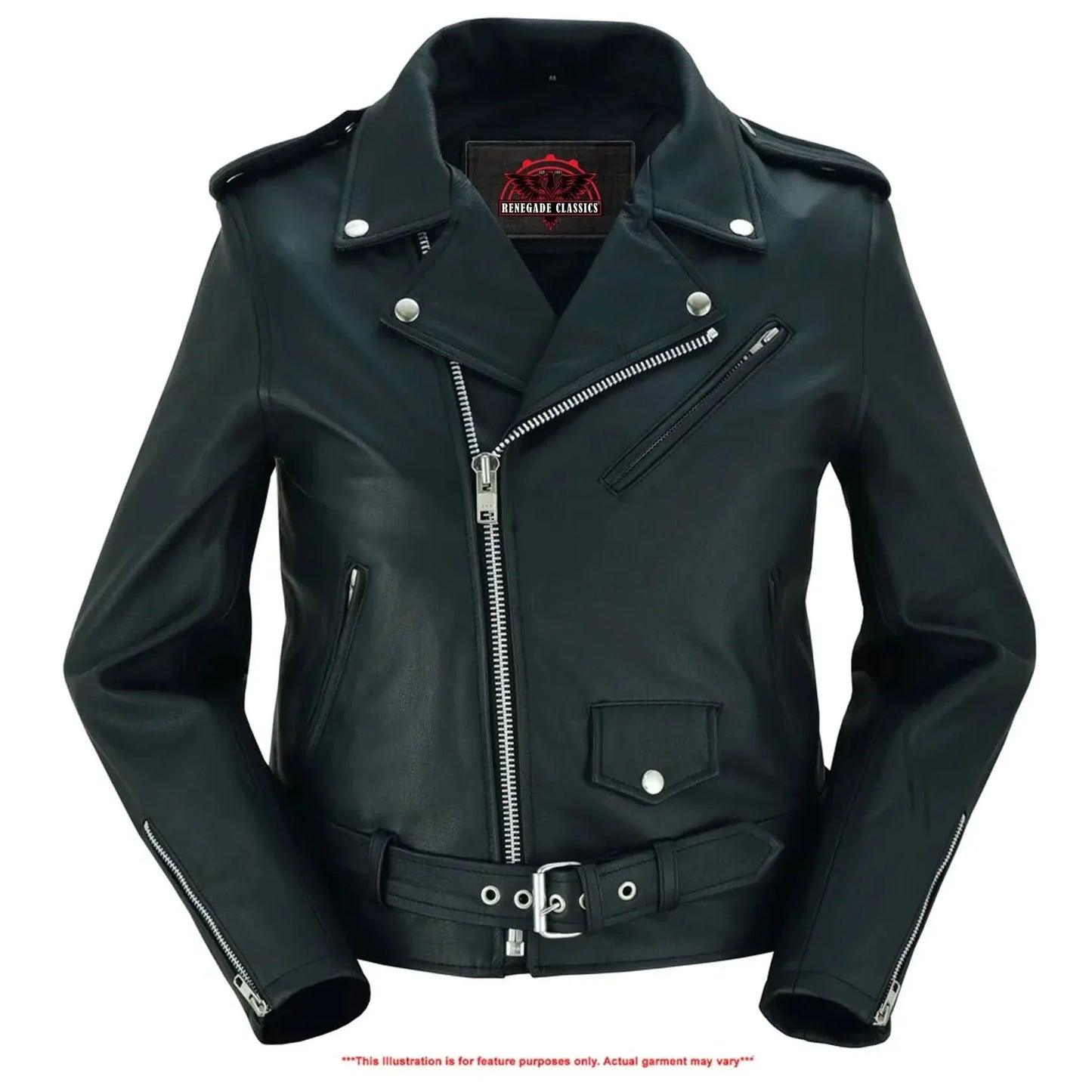 Women's Classic Plain Side Fitted M/C Style Jacket