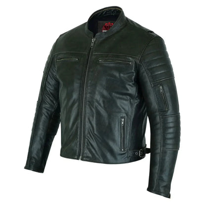 Men's Gun Metal Brown Crossover Leather Scooter Jacket