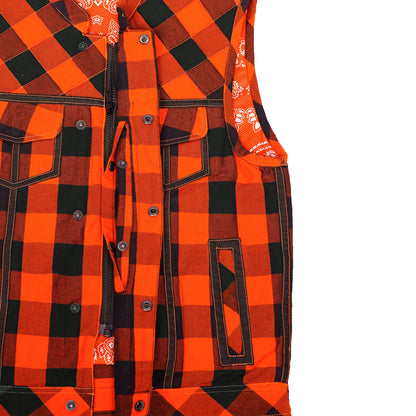 Rogue Inferno Black and Orange Flannel Textile Vest