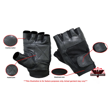 Leather/ Mesh Fingerless Glove