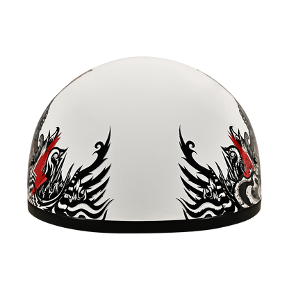 DOT Approved Daytona Motorcycle Half Face Helmet - Skull Cap Graphics for Men & Women, Scooters, ATVs, UTVs & Choppers - W/ Rockin' Reaper