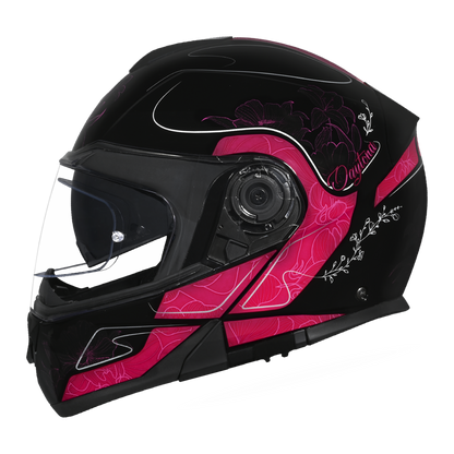 Daytona Glide Modular Motorcycle Helmet - DOT Approved, Bluetooth Ready, Dual Visor, Men/Women/Youth - W/ Flowers