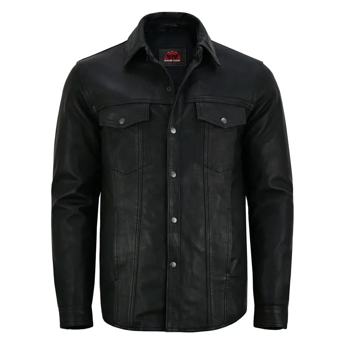 Men's Premium Lightweight Black Leather Shirt